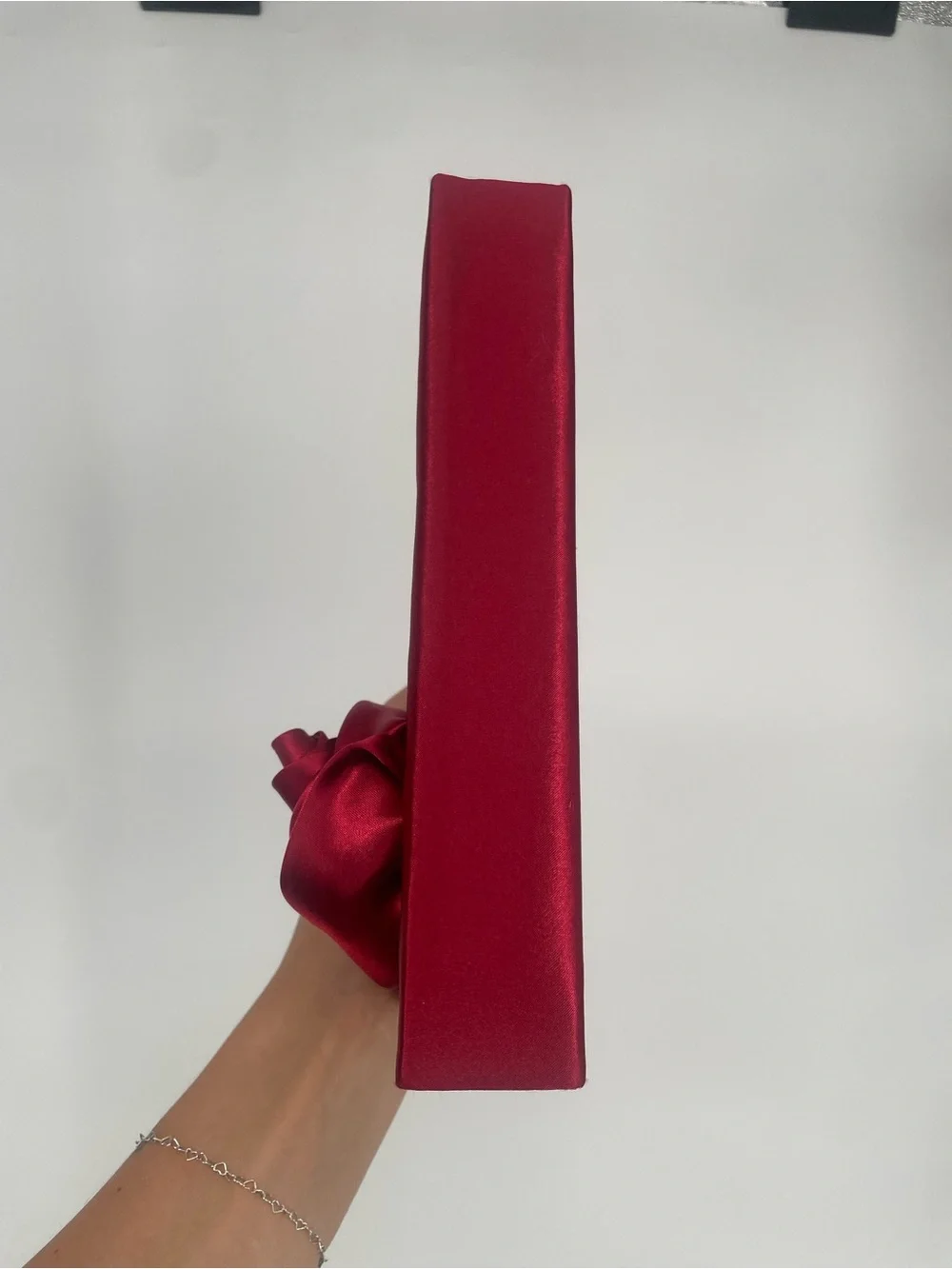 Y2K Red Satin Rosette Small Evening Bag Clutch Snap Close Formal Handbag